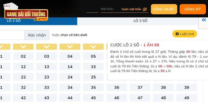 Các hình thức cược đa dạng, tỷ lệ thưởng cao lên đến 99